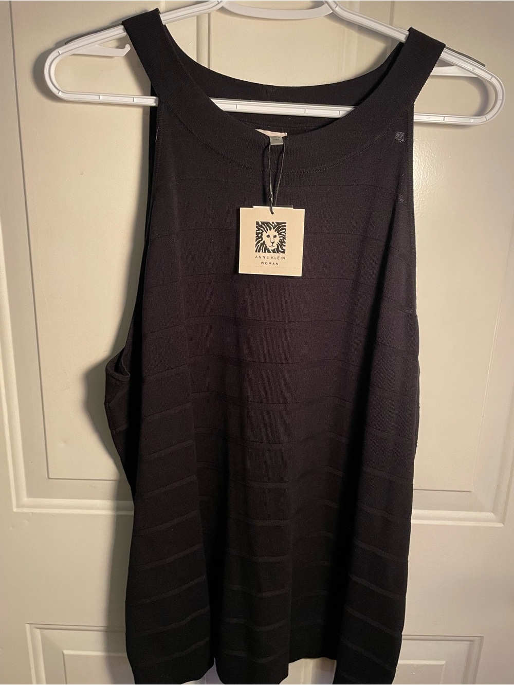 NWT Anne Klein Black Textured Knit Sleeveless Tank Top Plus Size 2X